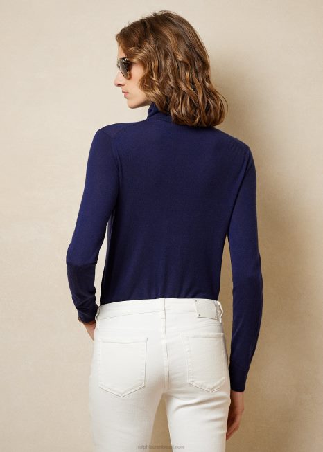 gola alta caxemira BD6J3529 mulheres Ralph Lauren luxo marinho