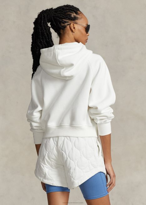 moletom com capuz de manga dolman com zíper completo BD6J3123 mulheres Ralph Lauren papel branco
