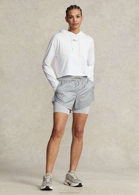 moletom de jérsei de algodão cortado BD6J3046 mulheres Ralph Lauren cerâmica branca