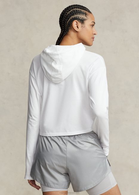 moletom de jérsei de algodão cortado BD6J3046 mulheres Ralph Lauren cerâmica branca