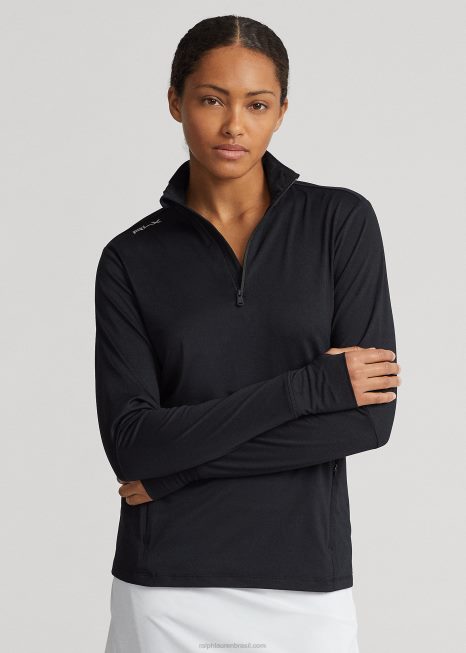 pulôver de jérsei elástico com um quarto de zíper BD6J3722 mulheres Ralph Lauren preto
