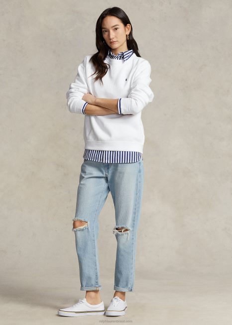 pulôver de lã com gola redonda BD6J9094 mulheres Ralph Lauren branco