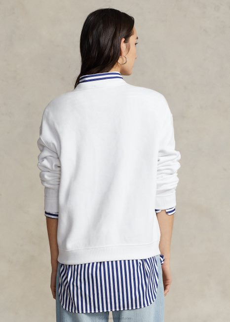 pulôver de lã com gola redonda BD6J9094 mulheres Ralph Lauren branco