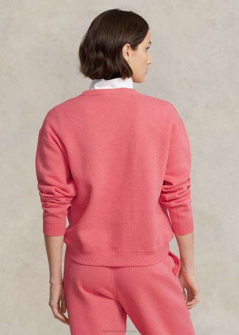 pulôver de lã com gola redonda BD6J9095 mulheres Ralph Lauren coral rubi