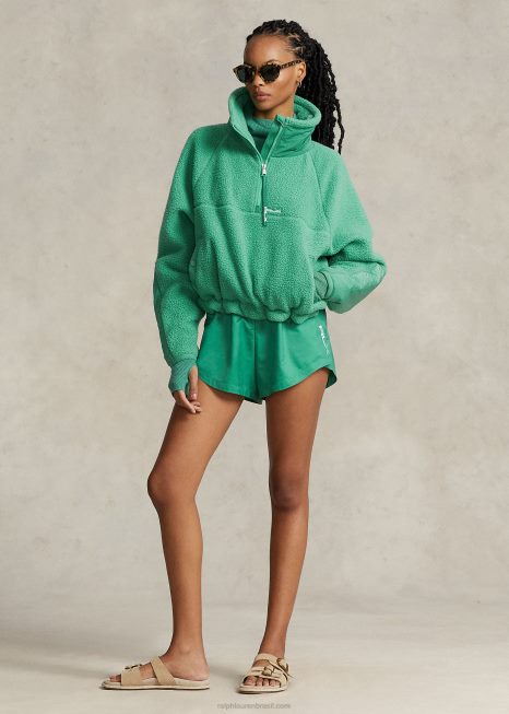pulôver de lã de pêlo alto com acabamento em ripstop BD6J3107 mulheres Ralph Lauren jangada verde