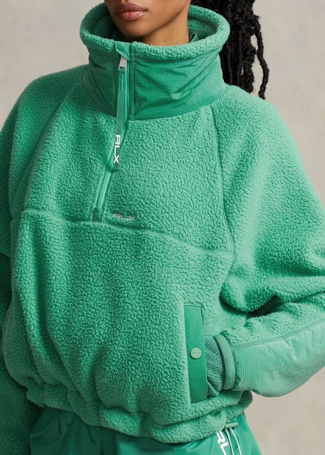 pulôver de lã de pêlo alto com acabamento em ripstop BD6J3107 mulheres Ralph Lauren jangada verde