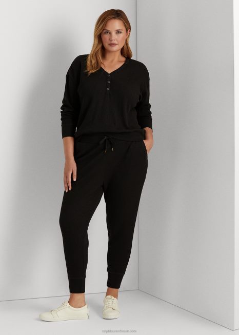 pulôver henley de malha waffle térmica BD6J4815 mulheres Ralph Lauren