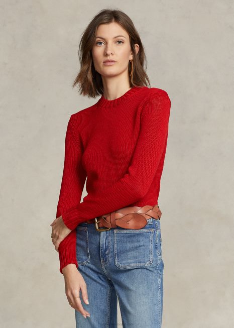 suéter de algodão BD6J3198 mulheres Ralph Lauren vermelho
