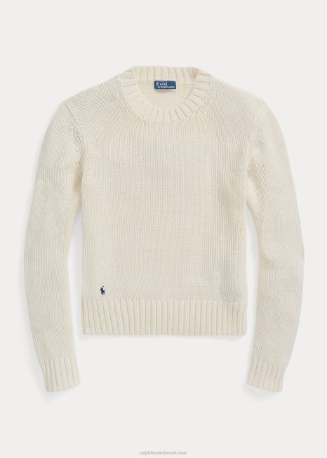suéter de algodão BD6J3199 mulheres Ralph Lauren branco