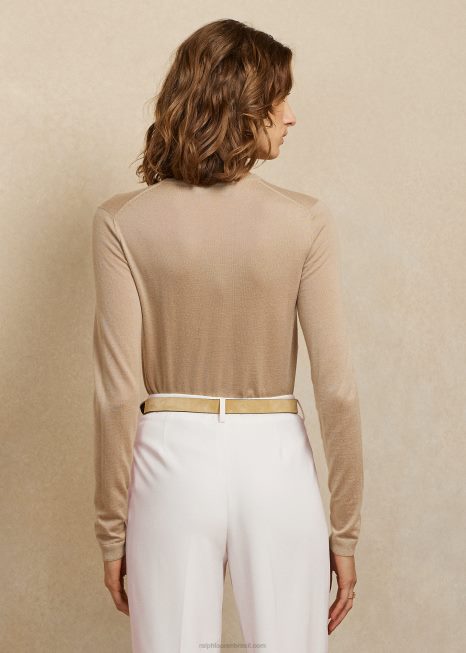 suéter de caxemira BD6J3448 mulheres Ralph Lauren bronzeado lux