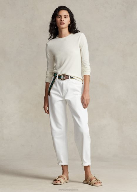 suéter de caxemira BD6J9180 mulheres Ralph Lauren creme