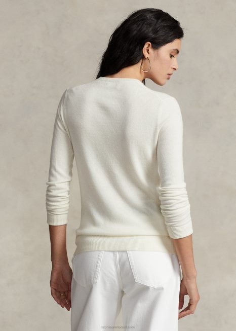 suéter de caxemira BD6J9180 mulheres Ralph Lauren creme