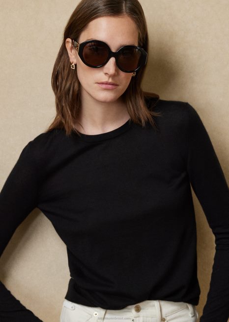 suéter de caxemira BD6J9348 mulheres Ralph Lauren preto