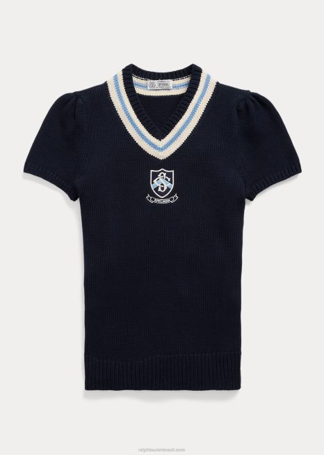 suéter de críquete da coleção spelman BD6J3312 mulheres Ralph Lauren marinho multi