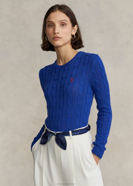 suéter de gola redonda de algodão tricotado BD6J2881 mulheres Ralph Lauren rúgbi real