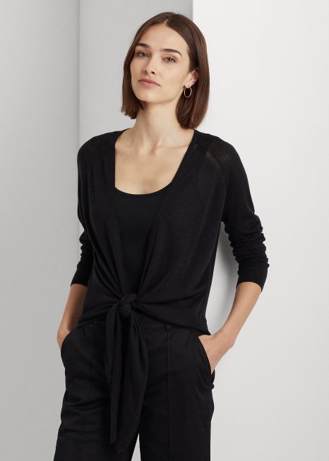 suéter de linho BD6J4336 mulheres Ralph Lauren preto