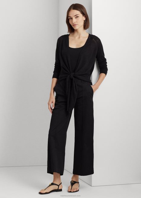 suéter de linho BD6J4336 mulheres Ralph Lauren preto