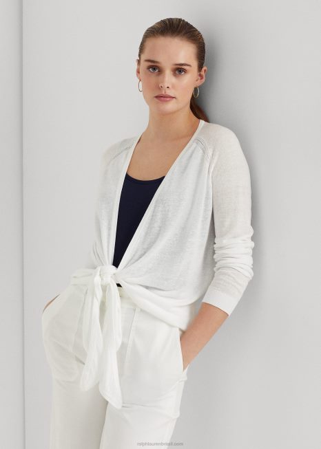 suéter de linho BD6J4337 mulheres Ralph Lauren branco