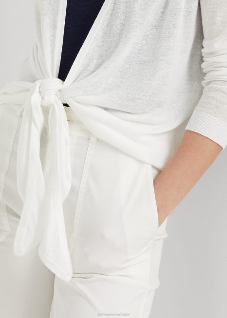 suéter de linho BD6J4337 mulheres Ralph Lauren branco