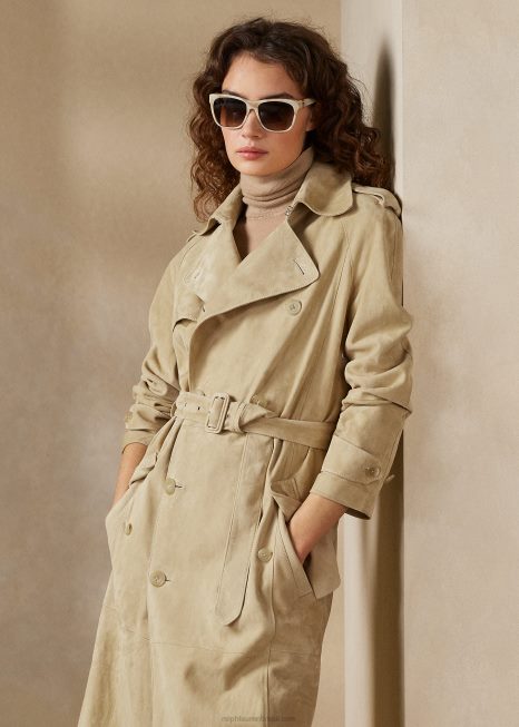 trench coat de camurça baird BD6J3558 mulheres Ralph Lauren mel pálido