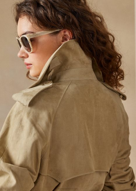 trench coat de camurça baird BD6J3558 mulheres Ralph Lauren mel pálido