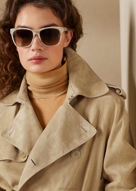 trench coat de camurça baird BD6J3558 mulheres Ralph Lauren mel pálido