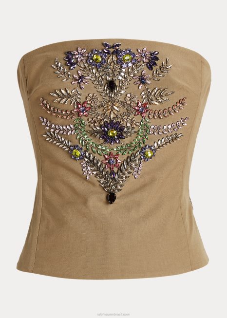 bustiê de algodão enfeitado cailin BD6J9302 mulheres Ralph Lauren líquen verde