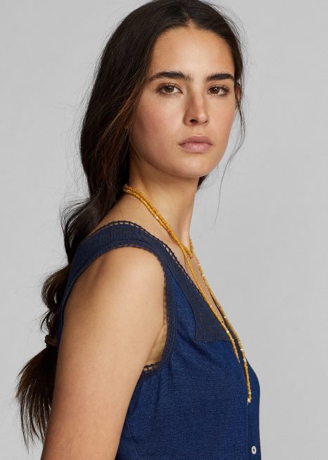 camisola de crochê BD6J3639 mulheres Ralph Lauren índigo