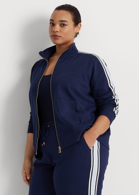 Jaqueta French Terry com zíper BD6J4654 mulheres Ralph Lauren marinha refinada