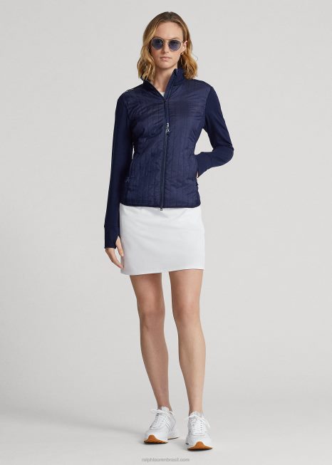 Jaqueta com zíper de performance híbrida BD6J3729 mulheres Ralph Lauren marinha refinada