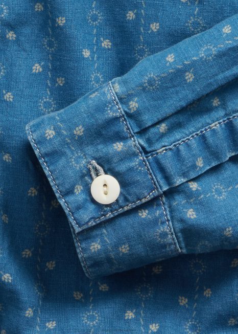 jaqueta de camisa de linho de algodão floral BD6J3636 mulheres Ralph Lauren índigo multi