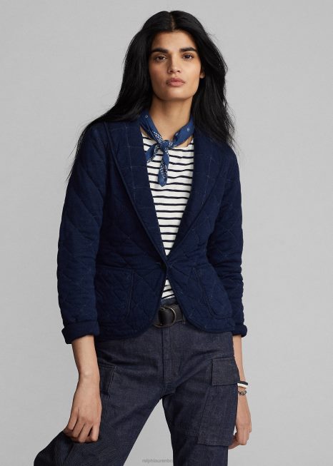 jaqueta de jérsei acolchoada BD6J3669 mulheres Ralph Lauren índigo