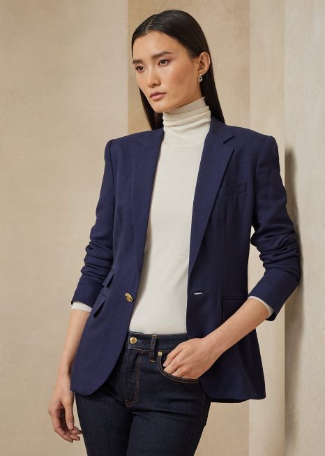 jaqueta de lã parker BD6J3442 mulheres Ralph Lauren marinha