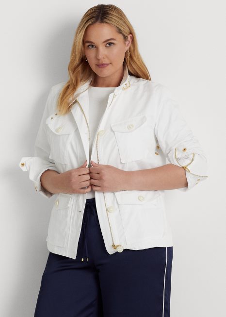 jaqueta de tafetá repelente à água BD6J4793 mulheres Ralph Lauren branco