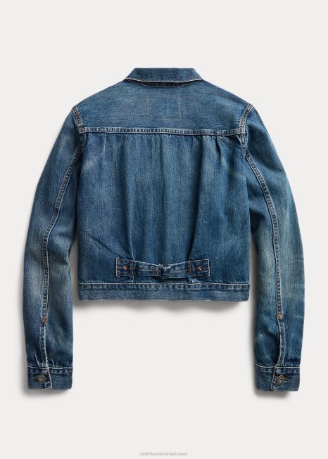 jaqueta jeans cortada BD6J3680 mulheres Ralph Lauren Kenney Wash