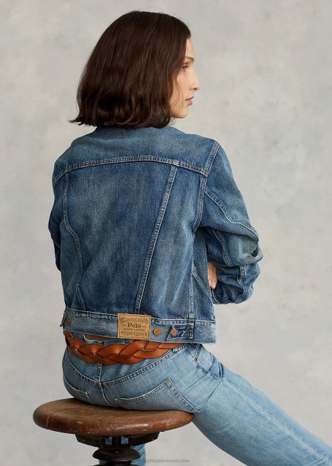 jaqueta jeans trucker BD6J3278 mulheres Ralph Lauren índigo escuro
