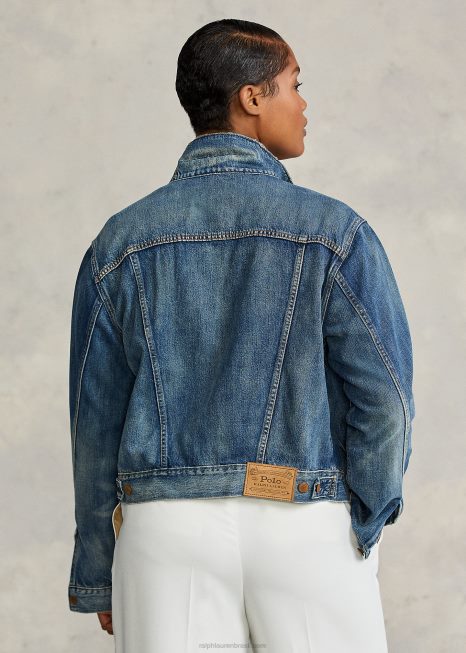 jaqueta jeans trucker BD6J3278 mulheres Ralph Lauren índigo escuro