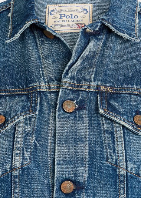 jaqueta jeans trucker BD6J3278 mulheres Ralph Lauren índigo escuro