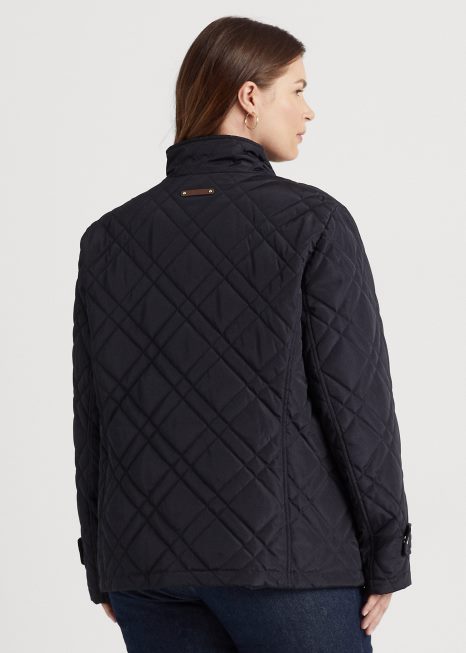 jaqueta mockneck acolchoada BD6J4707 mulheres Ralph Lauren azul marinho