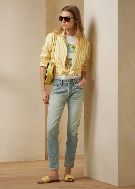 750 calça jeans reta BD6J9312 mulheres Ralph Lauren Westbury claro