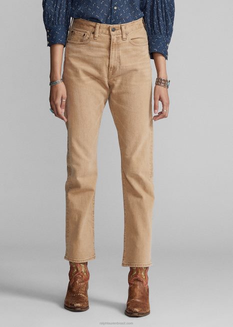 bota jeans vintage BD6J3626 mulheres Ralph Lauren bronzeado