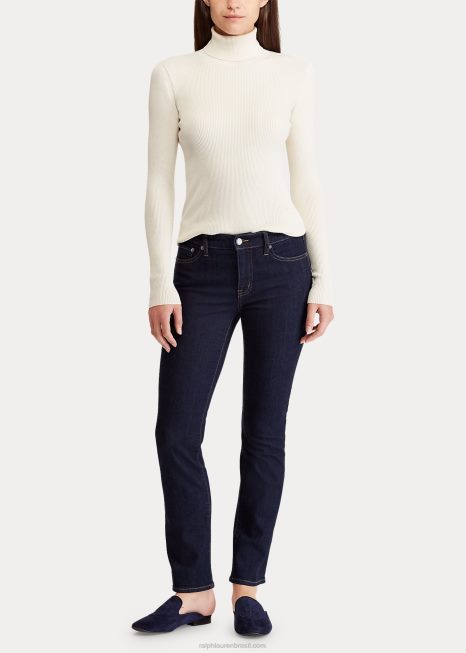 jeans curvilíneo reto de cintura baixa BD6J4276 mulheres Ralph Lauren enxágue escuro
