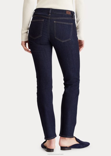 jeans curvilíneo reto de cintura baixa BD6J4276 mulheres Ralph Lauren enxágue escuro