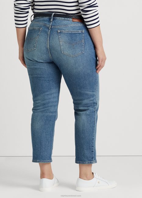 jeans de tornozelo cônico relaxado BD6J4716 mulheres Ralph Lauren lavagem de pastagens