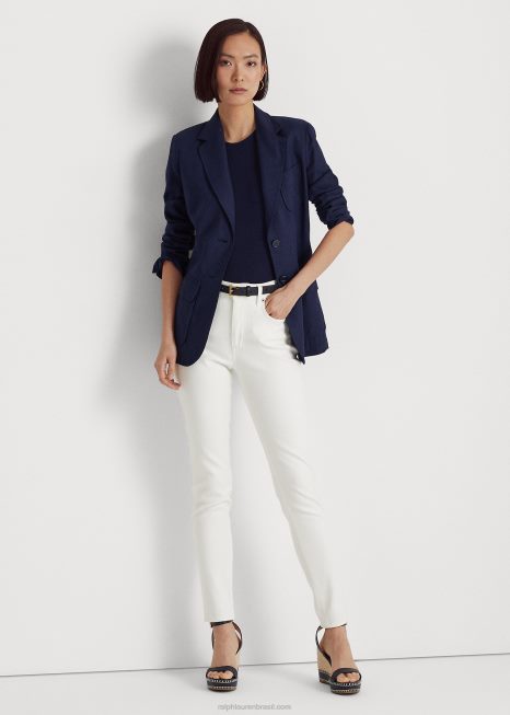 jeans skinny cintura alta BD6J4391 mulheres Ralph Lauren lavagem branca
