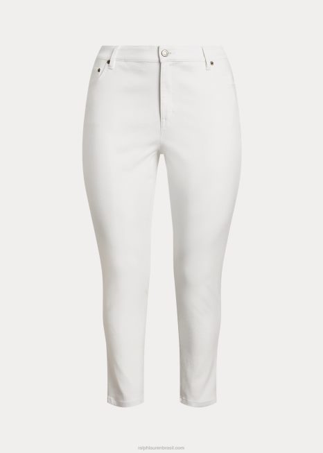 jeans skinny cintura alta BD6J4638 mulheres Ralph Lauren lavagem branca