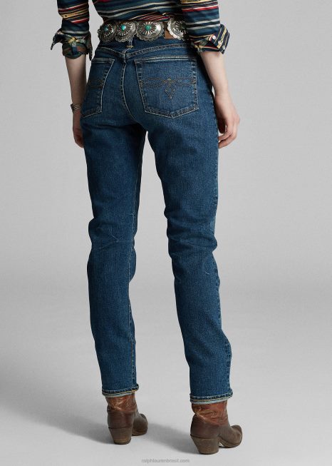 jeans vintage de ajuste reto BD6J9148 mulheres Ralph Lauren logan wash