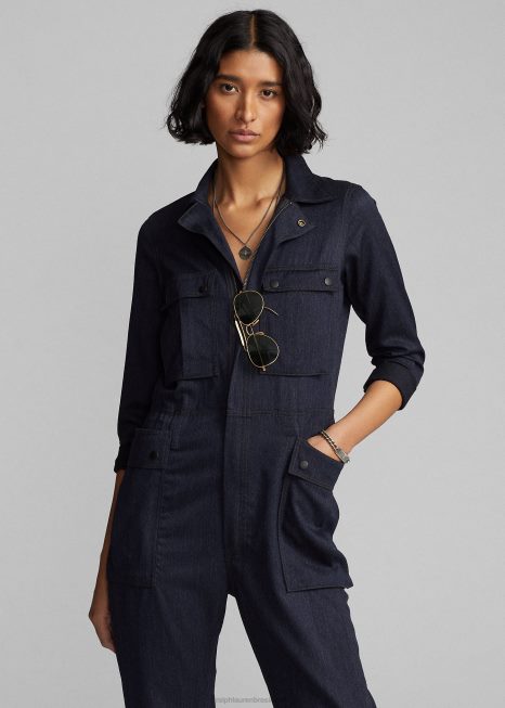 macacão de sarja de lã BD6J3673 mulheres Ralph Lauren marinha