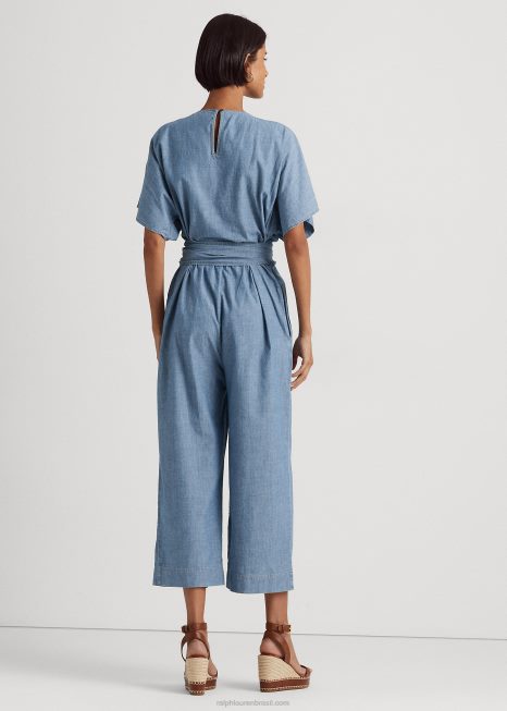 macacão envolto em cambraia com cinto BD6J4380 mulheres Ralph Lauren lavagem de riacho de sal