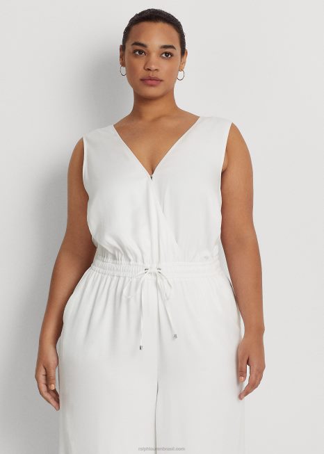 macacão sarja sem mangas BD6J4575 mulheres Ralph Lauren branco